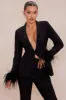 Clarissa Embellished Feather Blazer Suit Set - Black sold by Fashion Nova