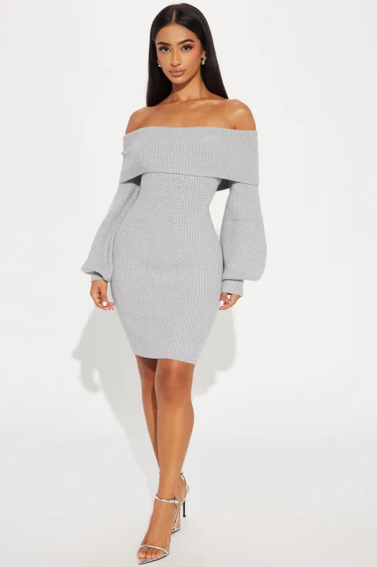 Faith Sweater Mini Dress - Heather Grey sold by Fashion Nova