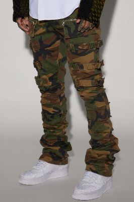 I Be Strappy Stacked Skinny Flare Pants - Camouflage sold by Fashion Nova