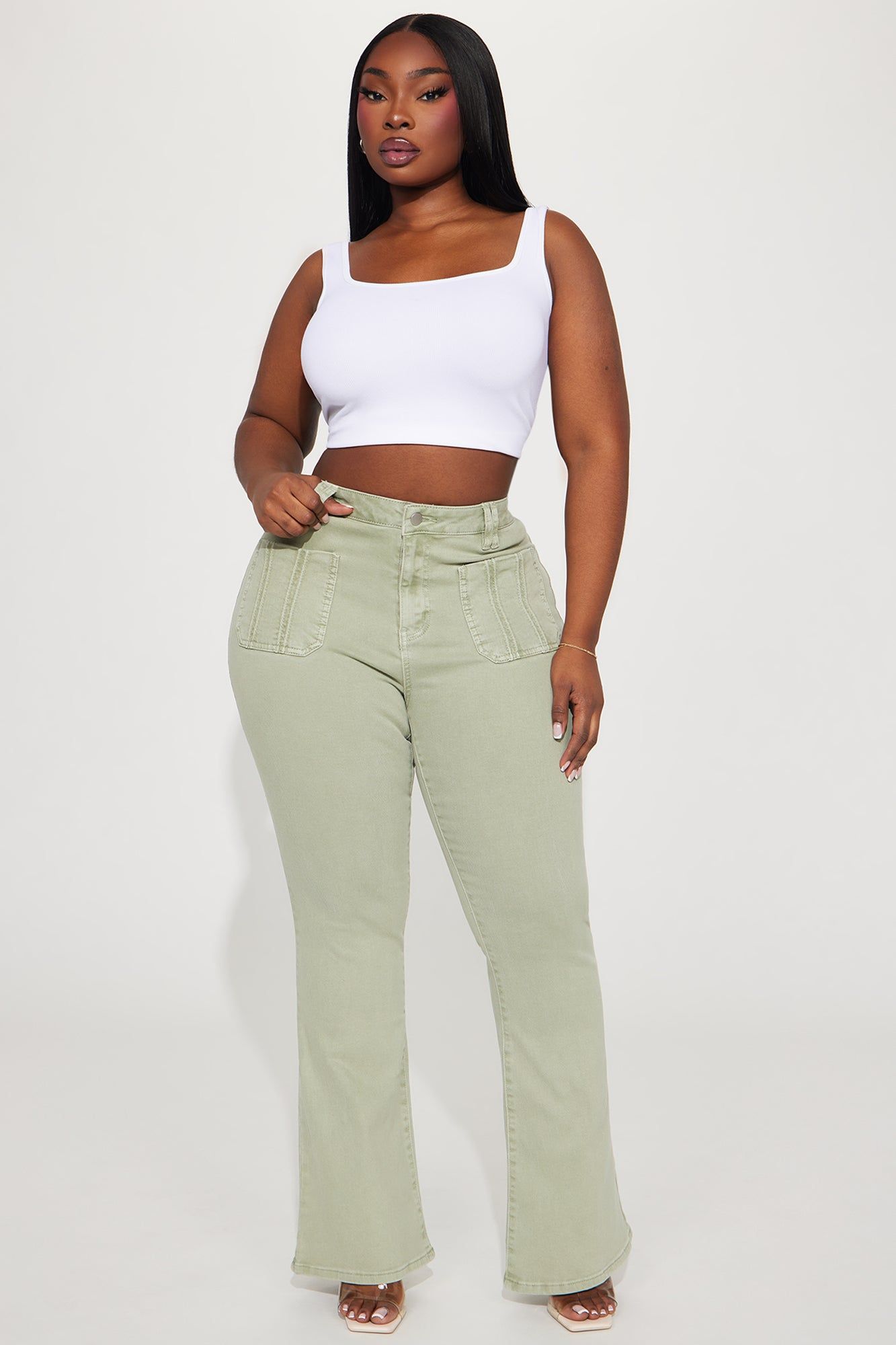 I Don't Care Flare Pant - Sage sold by Fashion Nova product image thumbnail 4