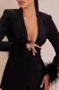 Clarissa Embellished Feather Blazer Suit Set - Black sold by Fashion Nova