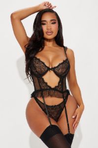 Still In Love Bustier 2 Piece Set - Black sold by Fashion Nova