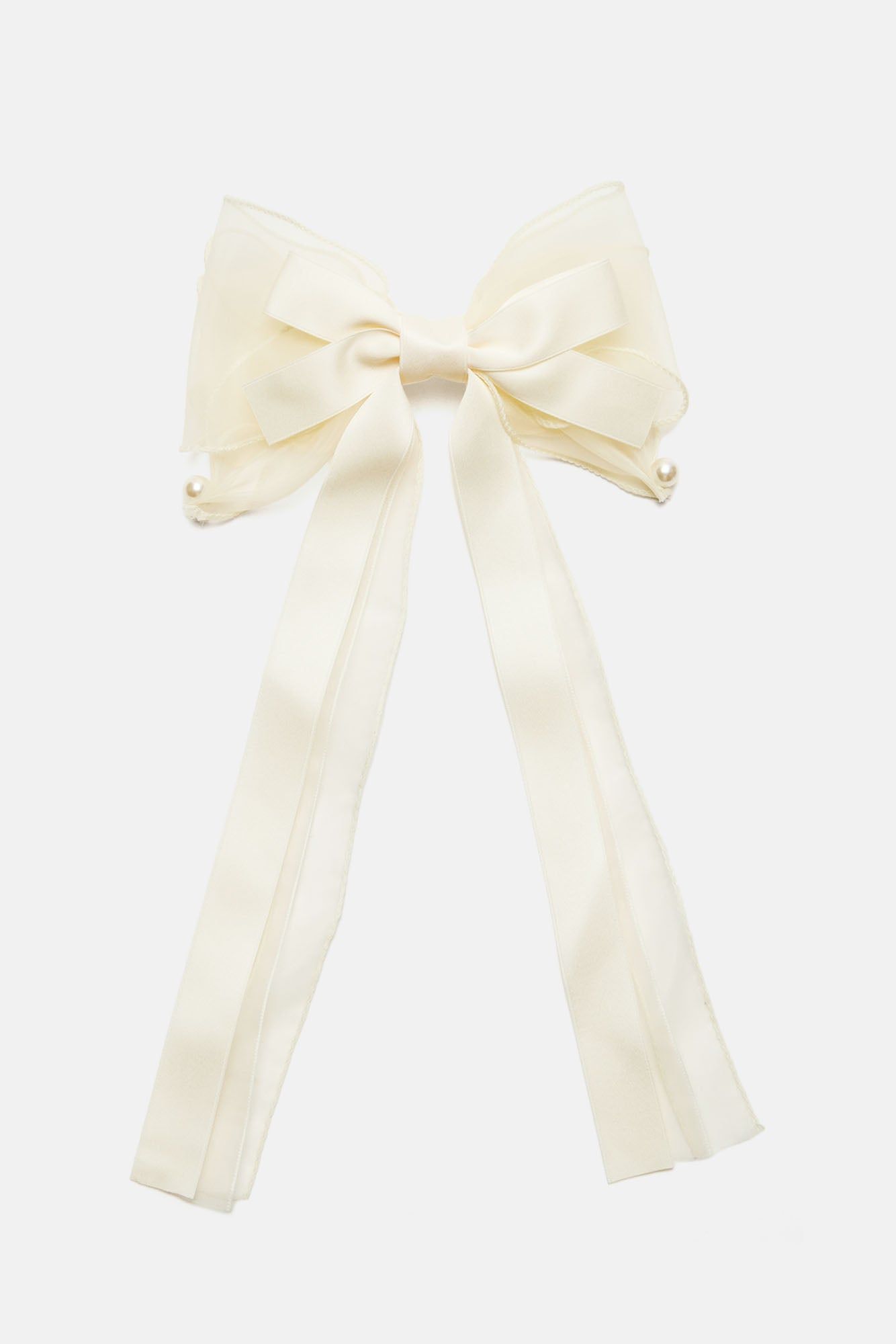 Doubow Trouble Hair Bow - Ivory sold by Fashion Nova