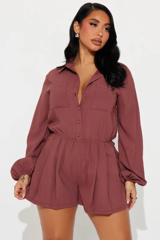 Business Casual Romper - Marsala sold by Fashion Nova