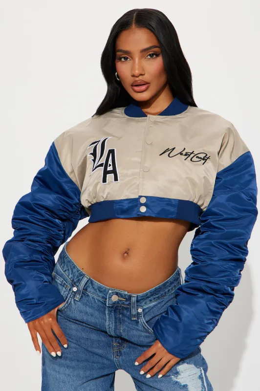 West Coast Love Bomber Jacket - Navy/combo made by Fashion Nova