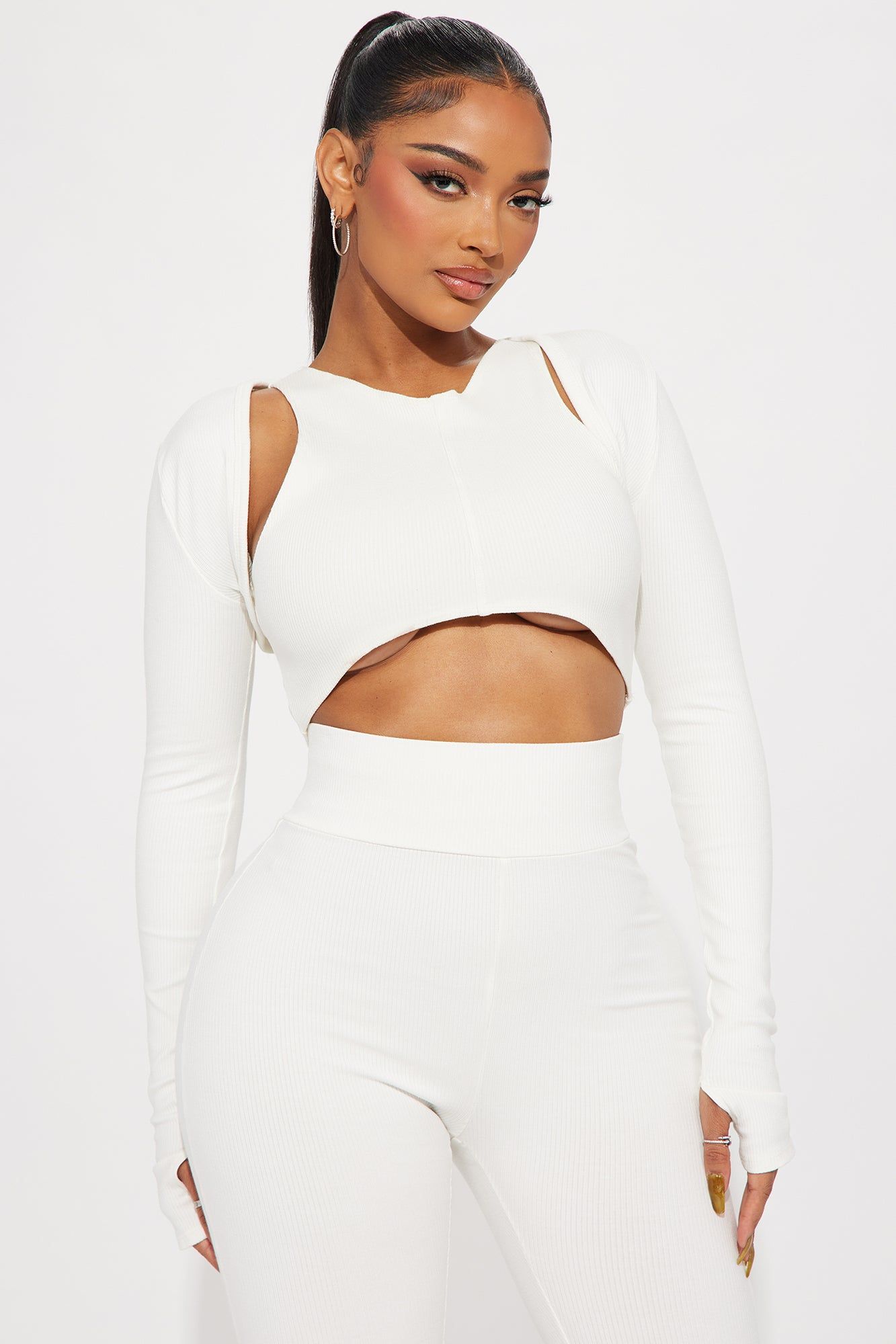 Odessa Snatched Long Sleeve Shrug - Off White sold by Fashion Nova