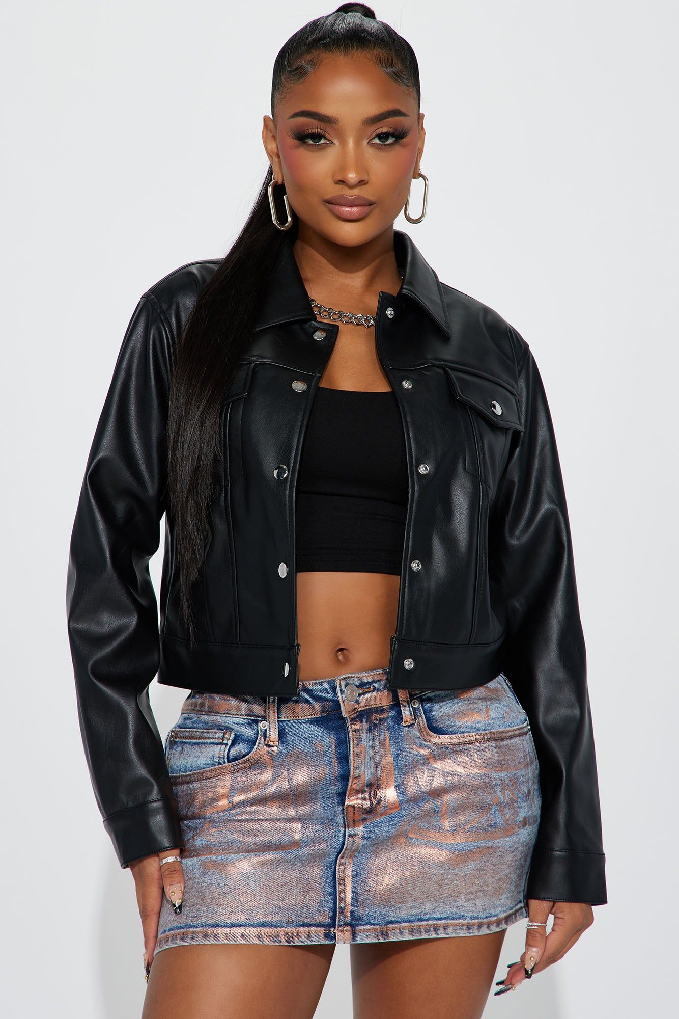 Settle For You Faux Leather Jacket - Black sold by Fashion Nova