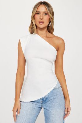 In My Moment One Shoulder Top - Ivory sold by Fashion Nova