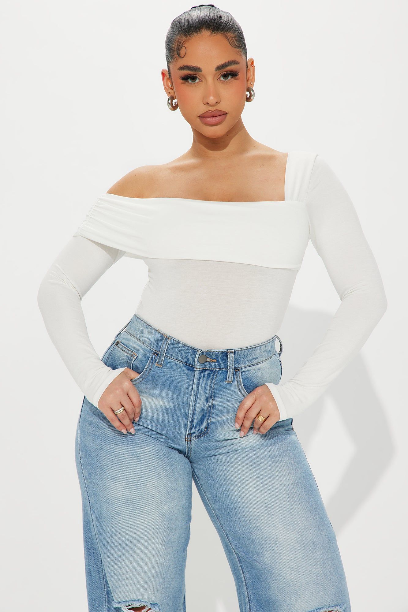 Gia One Shoulder Bodysuit - Ivory sold by Fashion Nova product image thumbnail 3