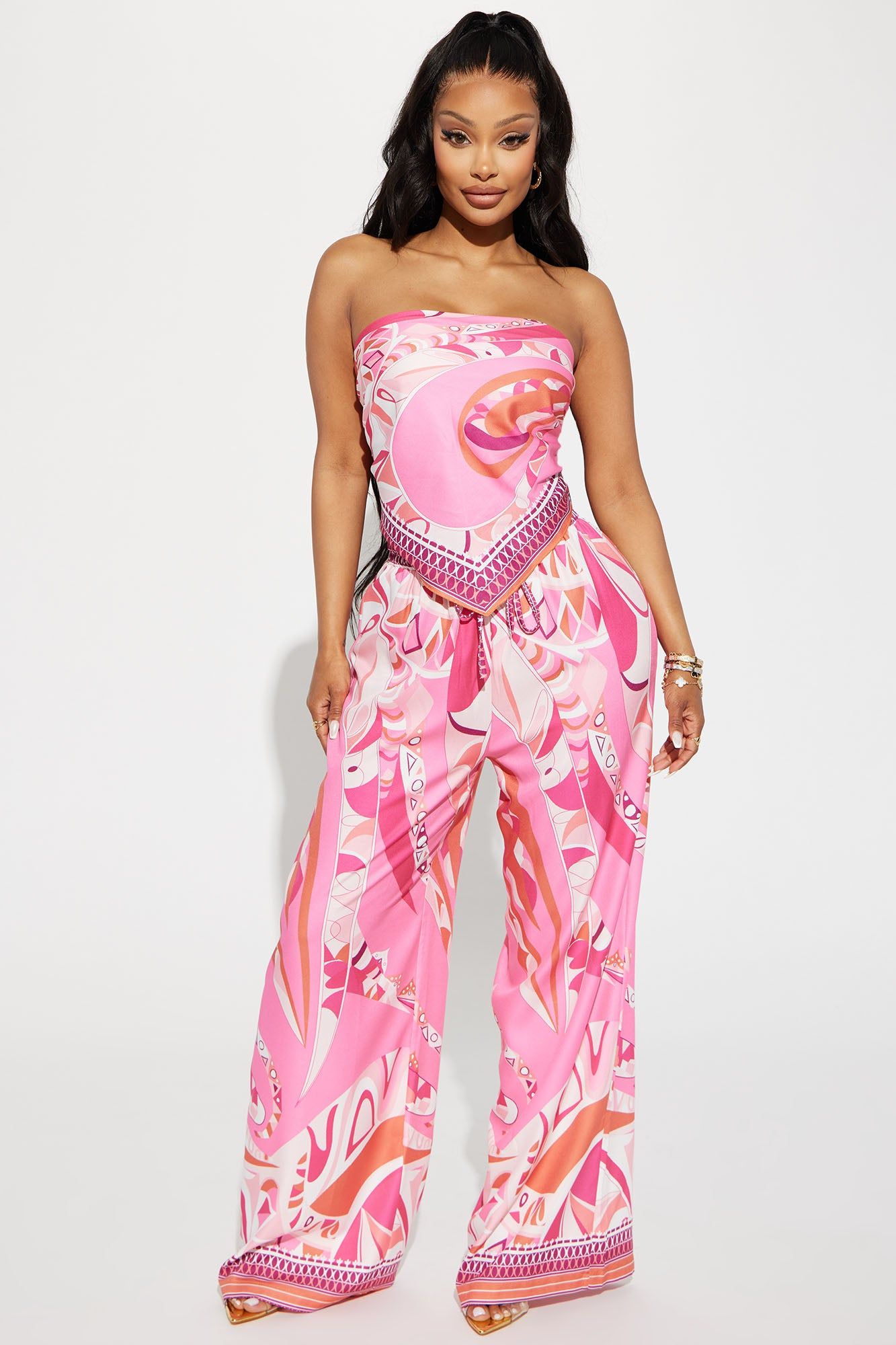 Rosario Pant Set - Pink/combo sold by Fashion Nova
