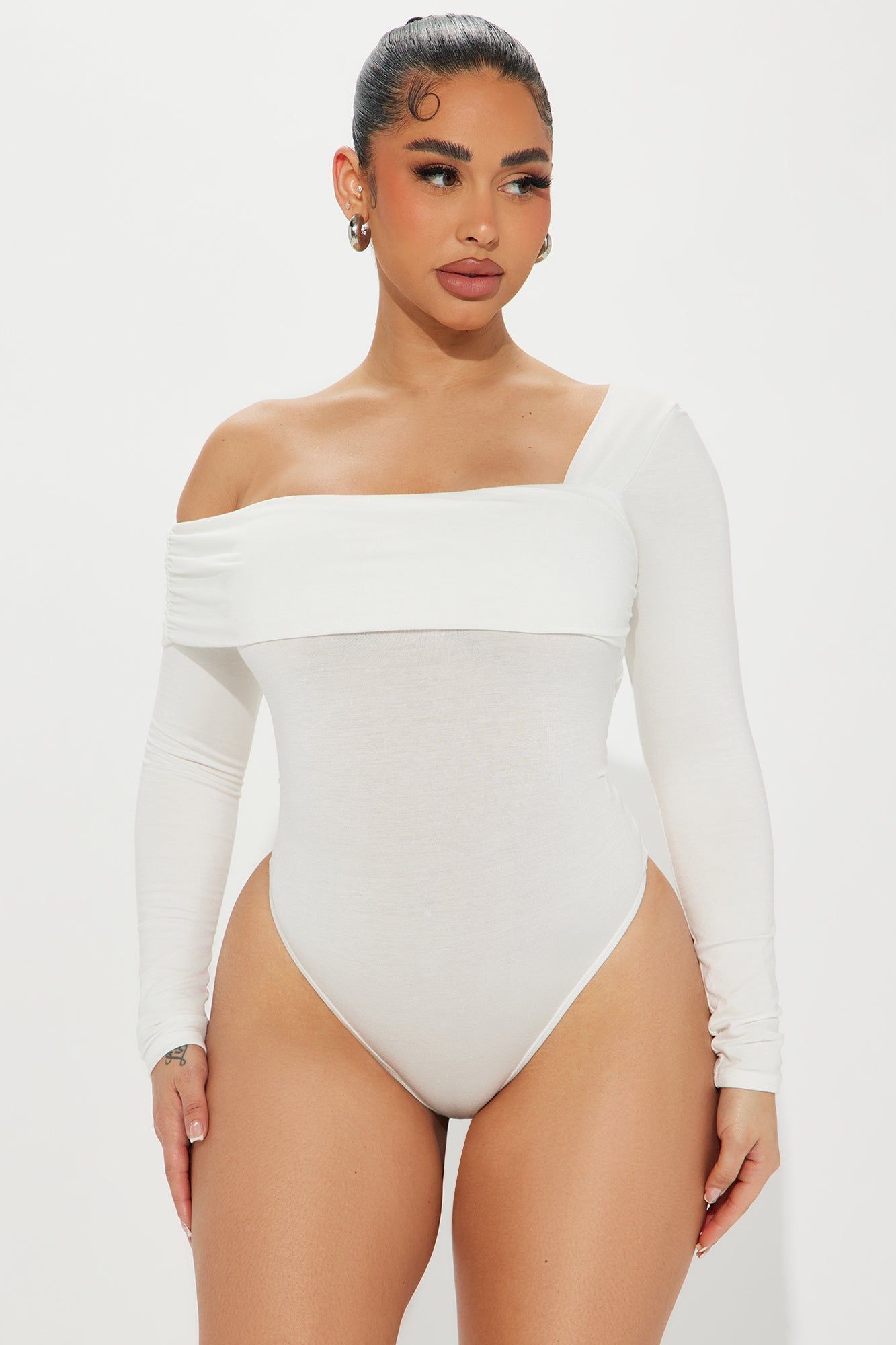 Gia One Shoulder Bodysuit - Ivory sold by Fashion Nova
