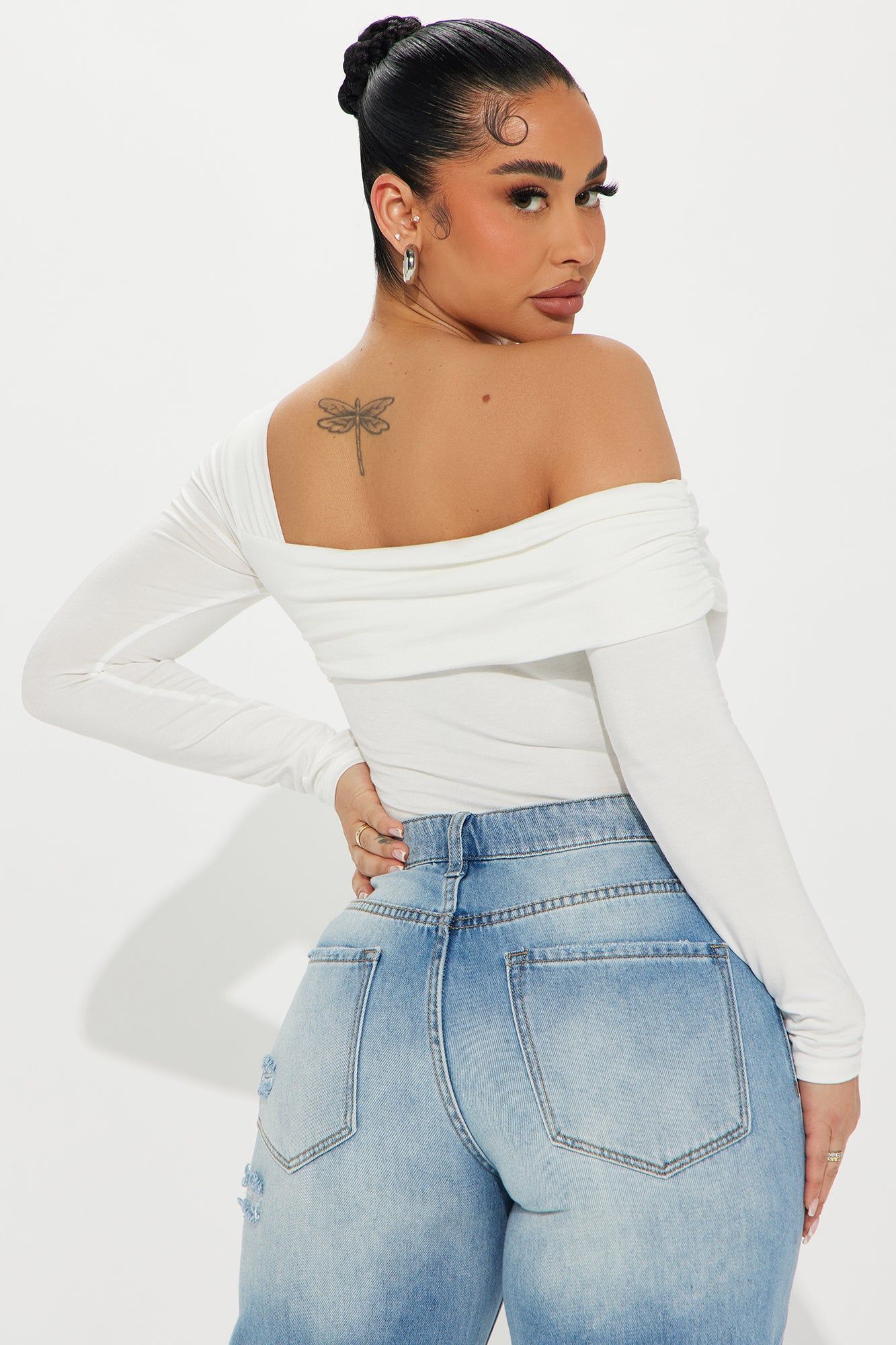 Gia One Shoulder Bodysuit - Ivory sold by Fashion Nova product image thumbnail 4