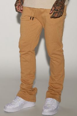 Tyson Back Zipper Skinny Flared Sweatpants - LightBrown sold by Fashion Nova
