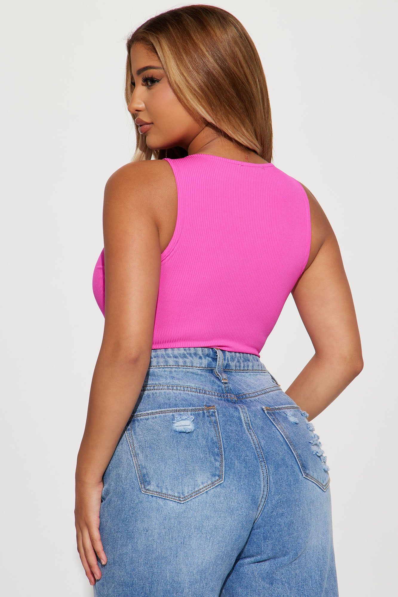 Out Of Sight Ribbed Bodysuit - Fuchsia sold by Fashion Nova product image thumbnail 4