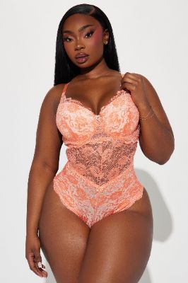 Sheer Temptations Lace Teddy - Coral sold by Fashion Nova