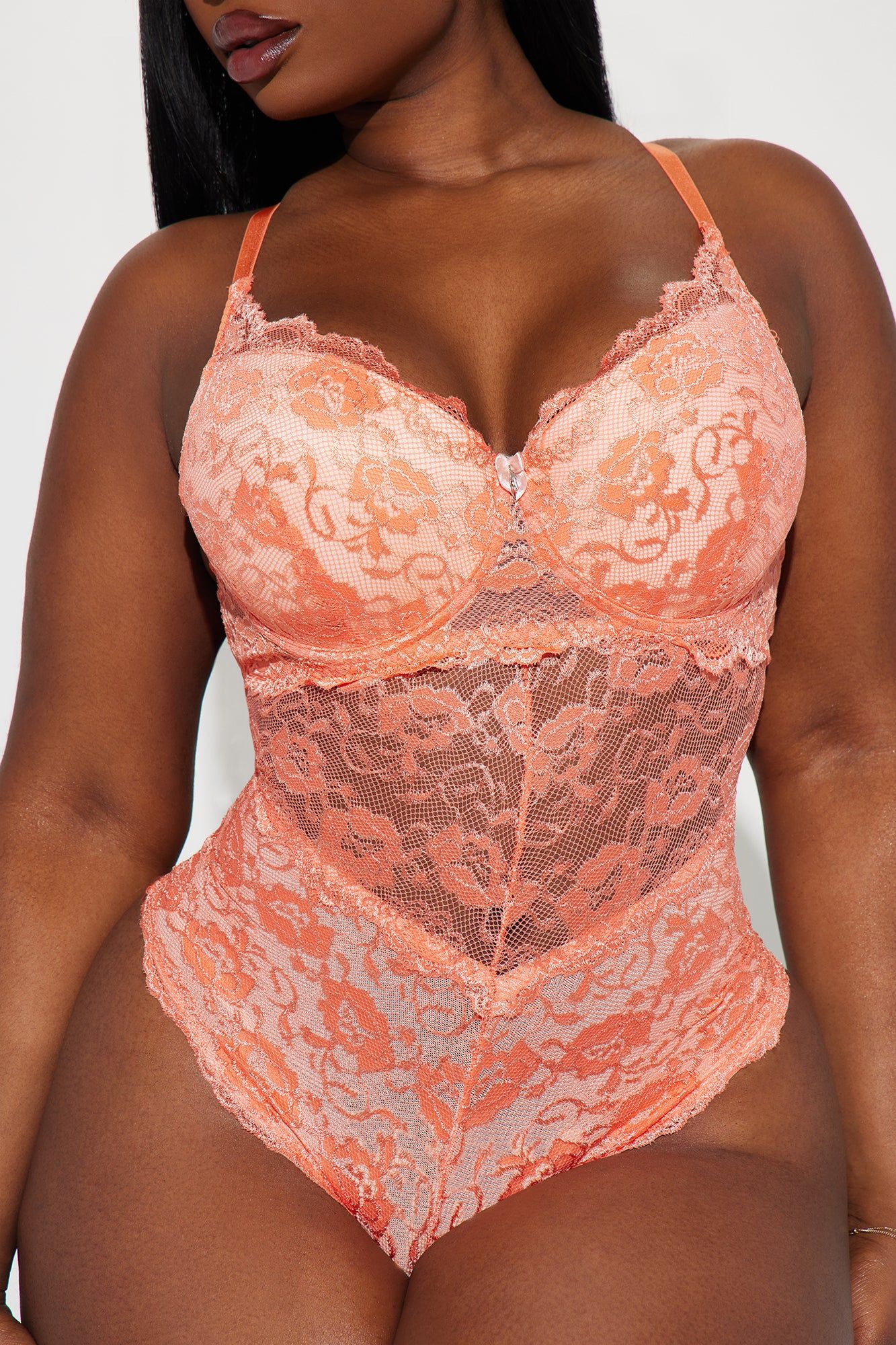 Sheer Temptations Lace Teddy - Coral sold by Fashion Nova product image thumbnail 2