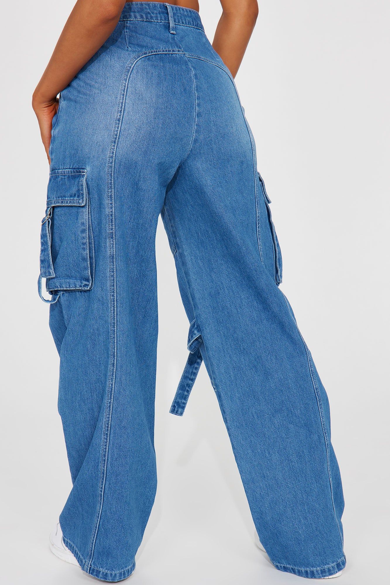 Can't Deal Non Stretch Cargo Jeans - Medium Wash sold by Fashion Nova product image thumbnail 4