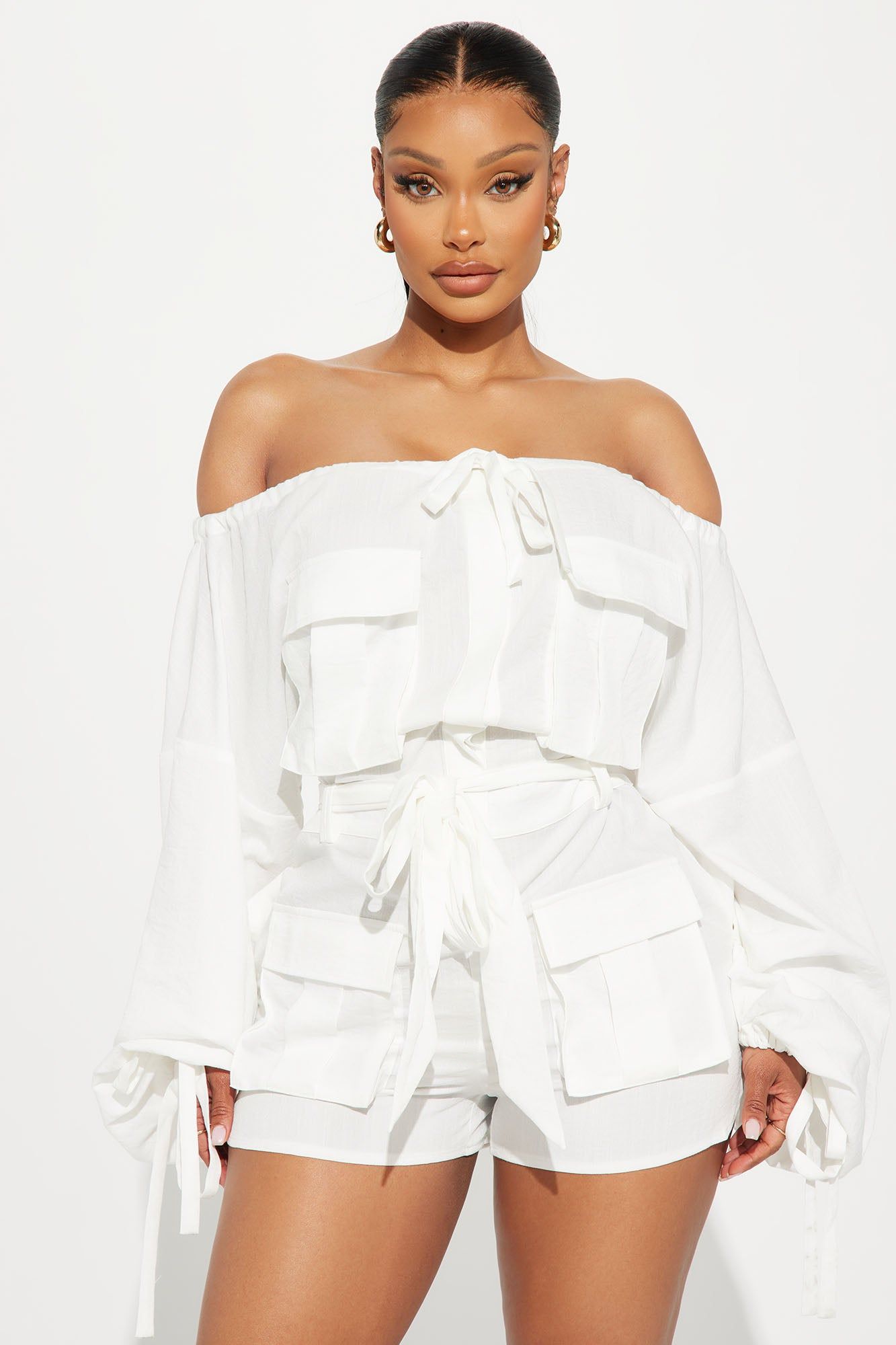 Tania Linen Romper - White sold by Fashion Nova product image thumbnail 2