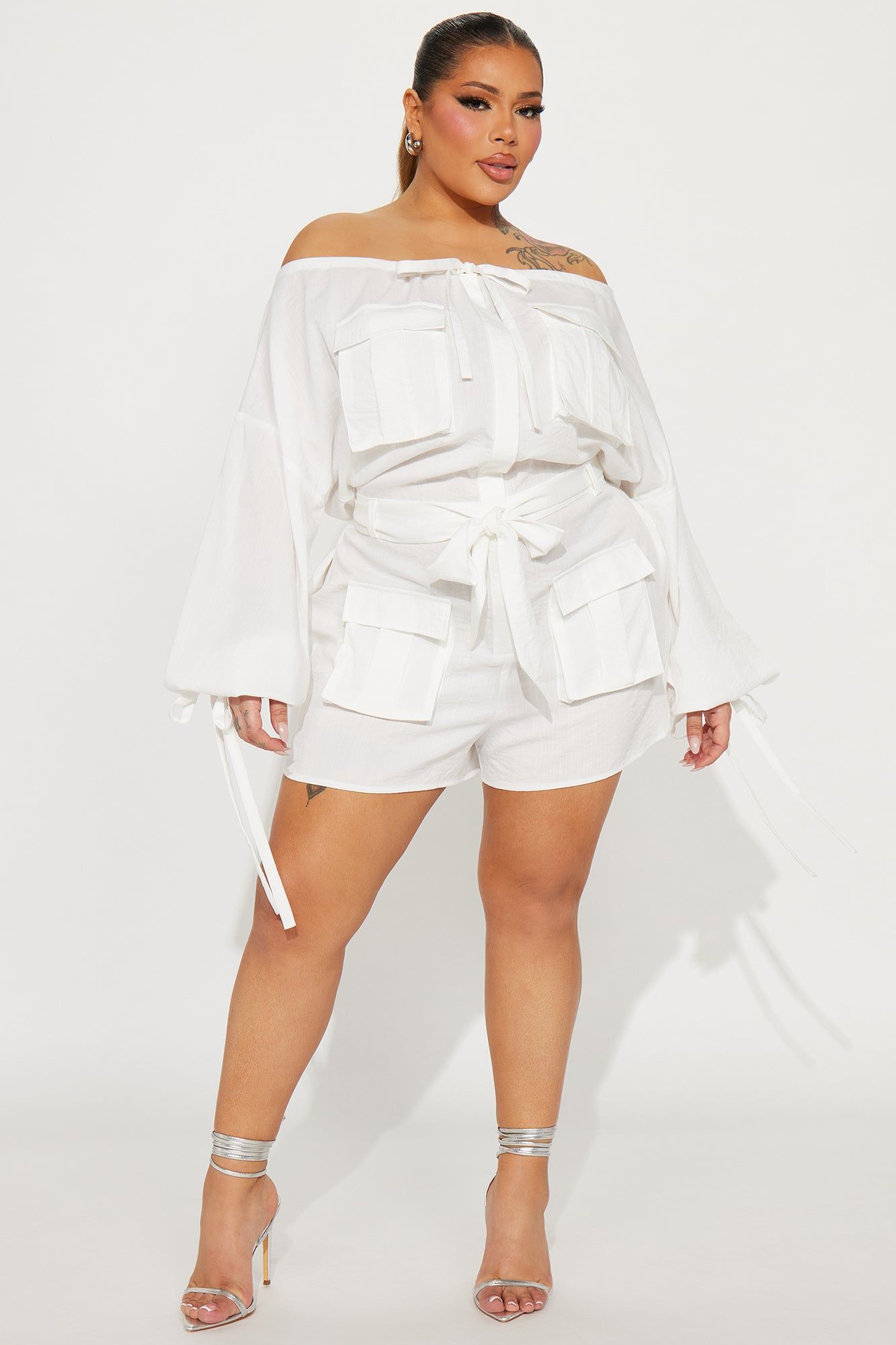 Tania Linen Romper - White sold by Fashion Nova product image thumbnail 4