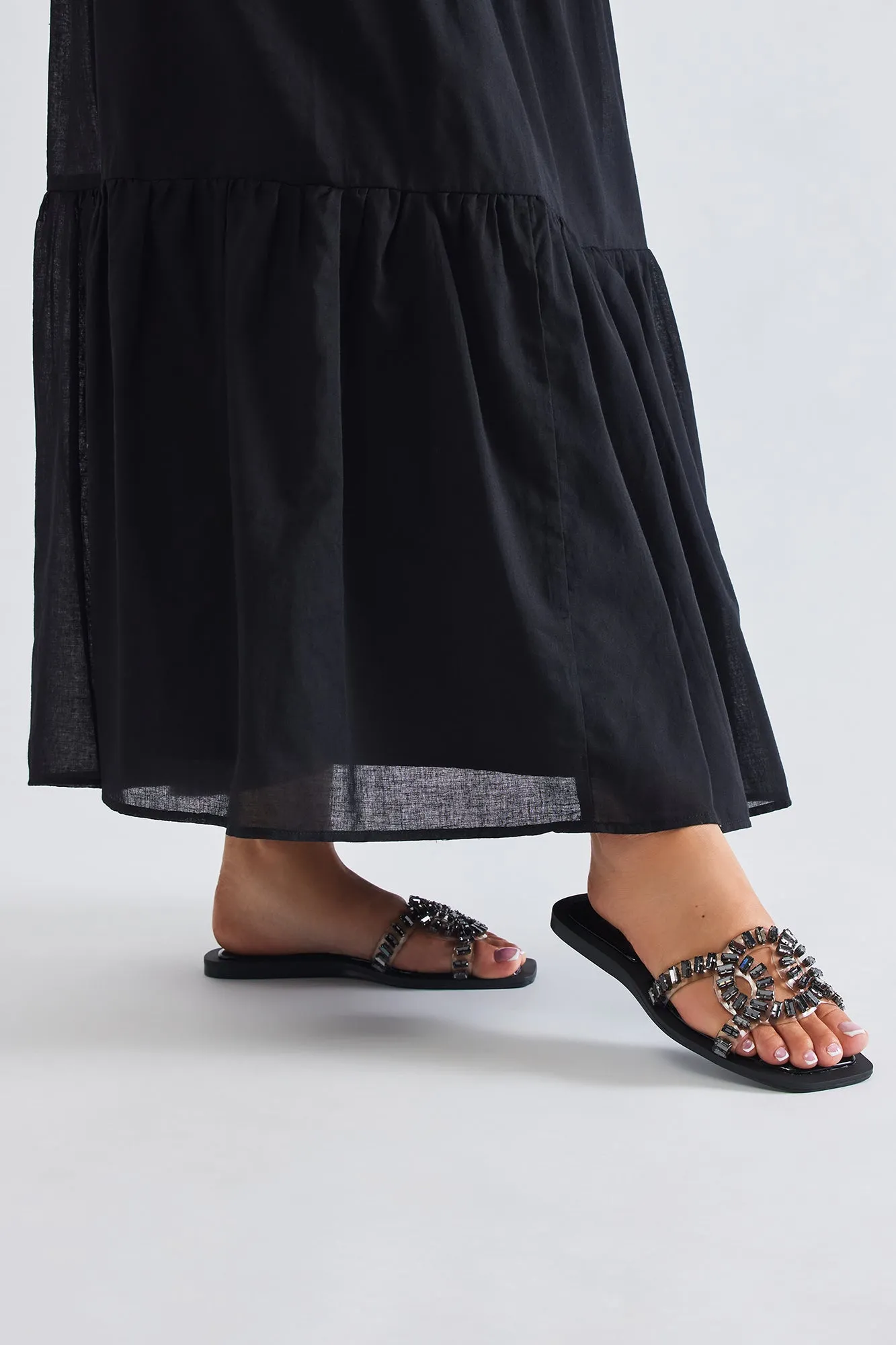 Insta Worthy Embellished Flat Sandals - Black sold by Fashion Nova product image thumbnail 3