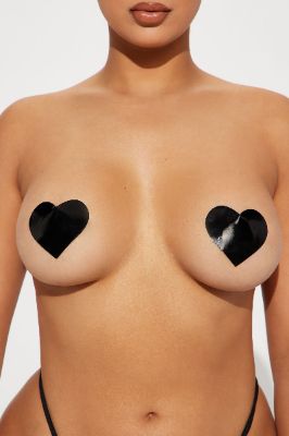 Wild Love Vinyl Heart Nipple Cover Pasties - Black sold by Fashion Nova