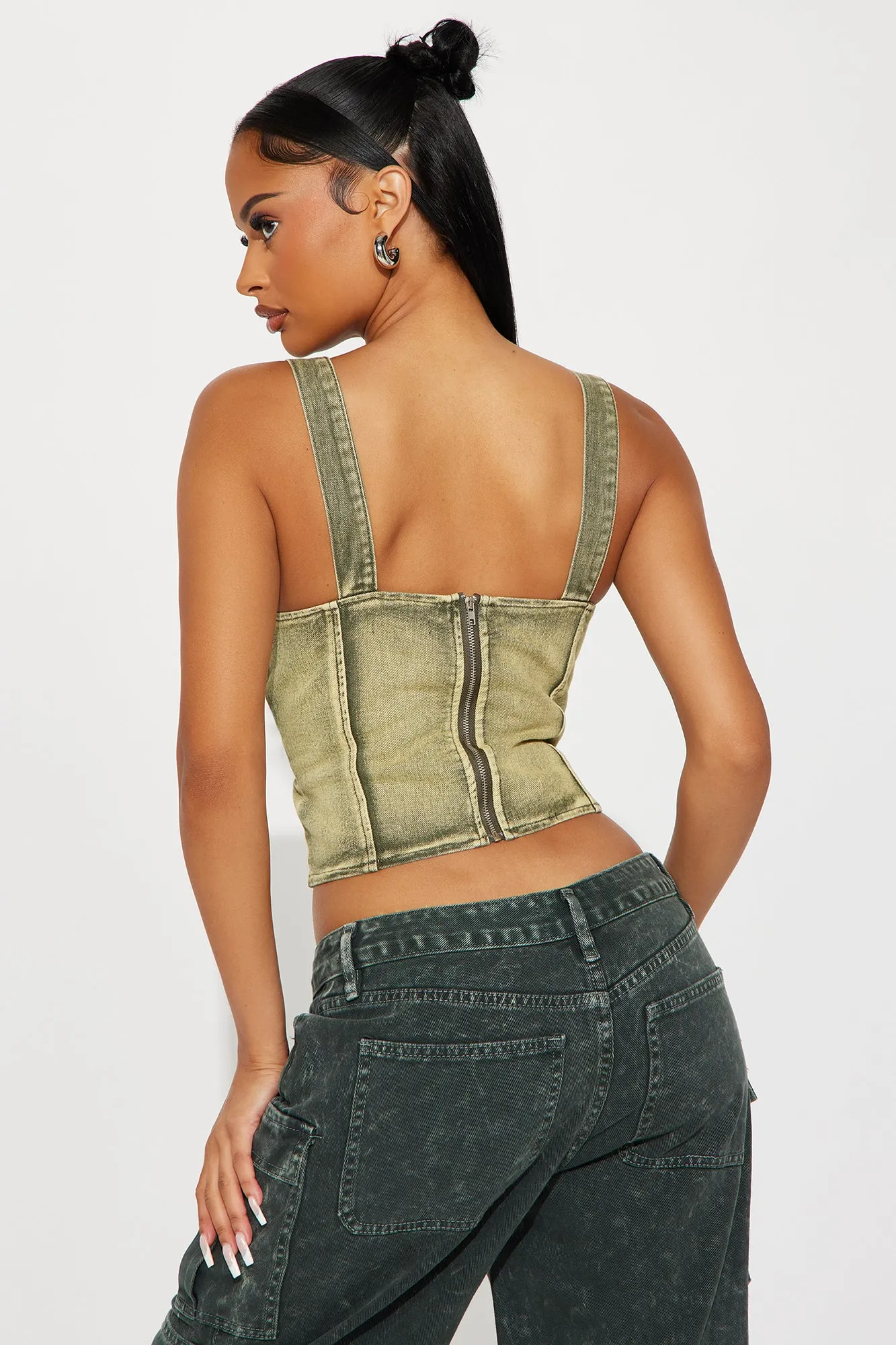 Cruel Summer Washed Denim Top - Green sold by Fashion Nova product image thumbnail 4