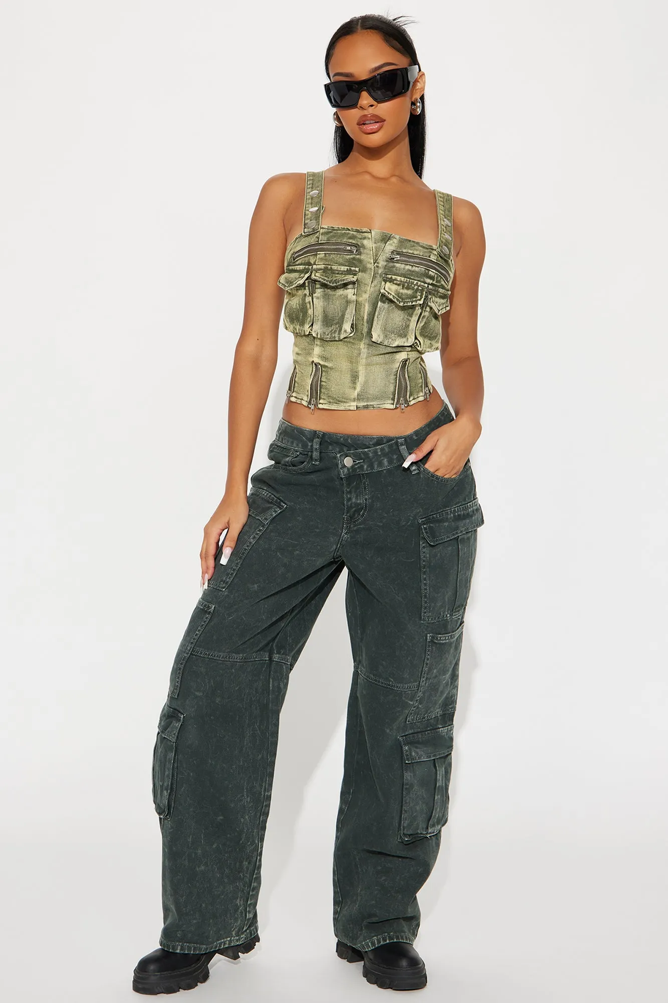 Cruel Summer Washed Denim Top - Green sold by Fashion Nova product image thumbnail 2