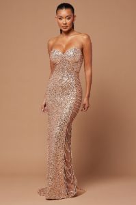 Emme Sequin Embellished Gown - Gold sold by Fashion Nova