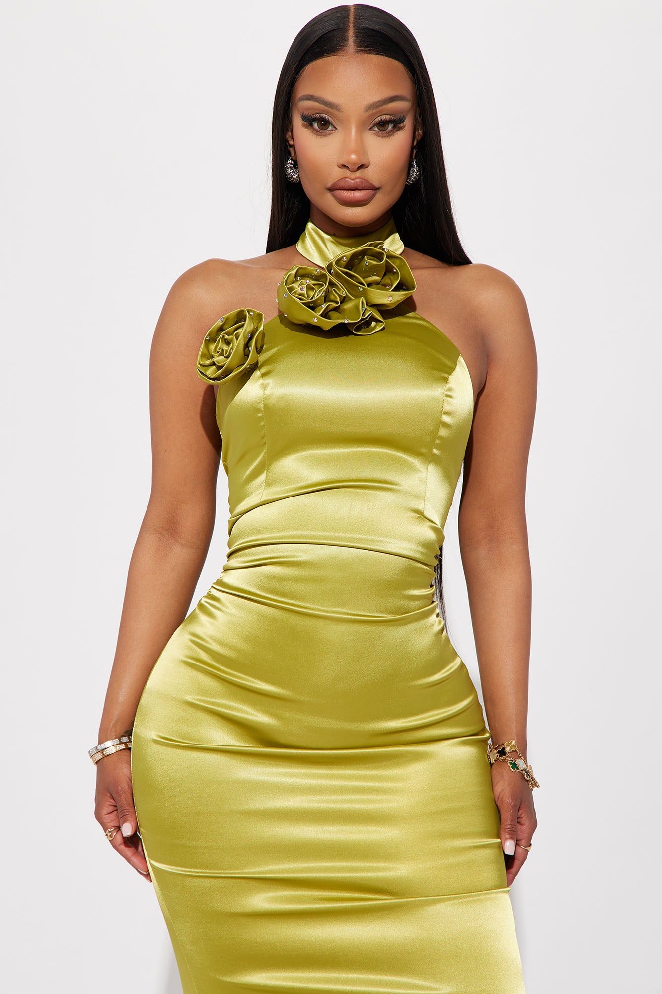 Kiera Satin Gown - Chartreuse sold by Fashion Nova product image thumbnail 2