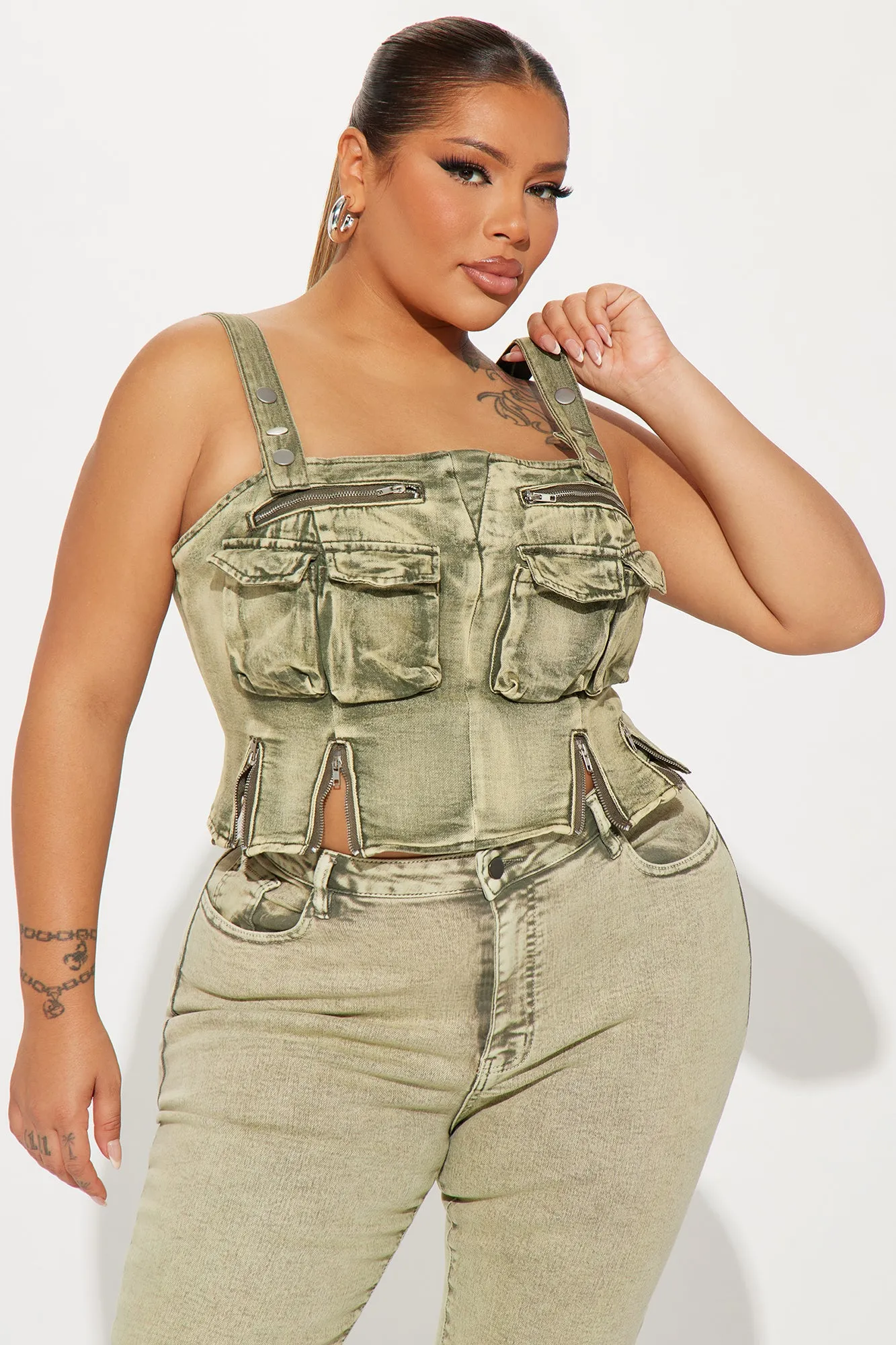 Cruel Summer Washed Denim Top - Green sold by Fashion Nova product image thumbnail 5