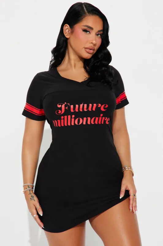 Future Millionaire PJ Sleep Shirt  - Black/Red sold by Fashion Nova