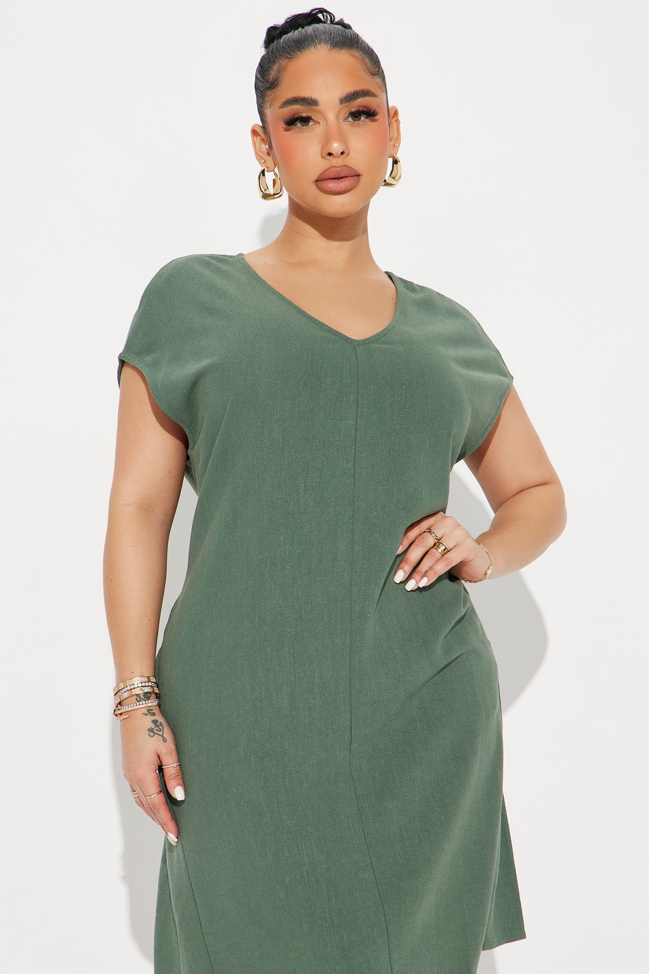 Nadene T-shirt Midi Dress - Green sold by Fashion Nova product image thumbnail 2