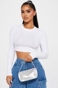 A Little Shimmer Handbag - Silver sold by Fashion Nova