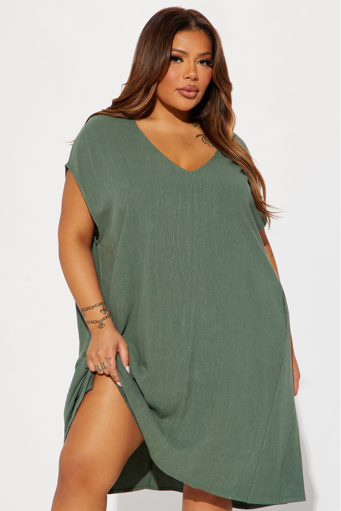 Nadene T-shirt Midi Dress - Green sold by Fashion Nova product image thumbnail 4
