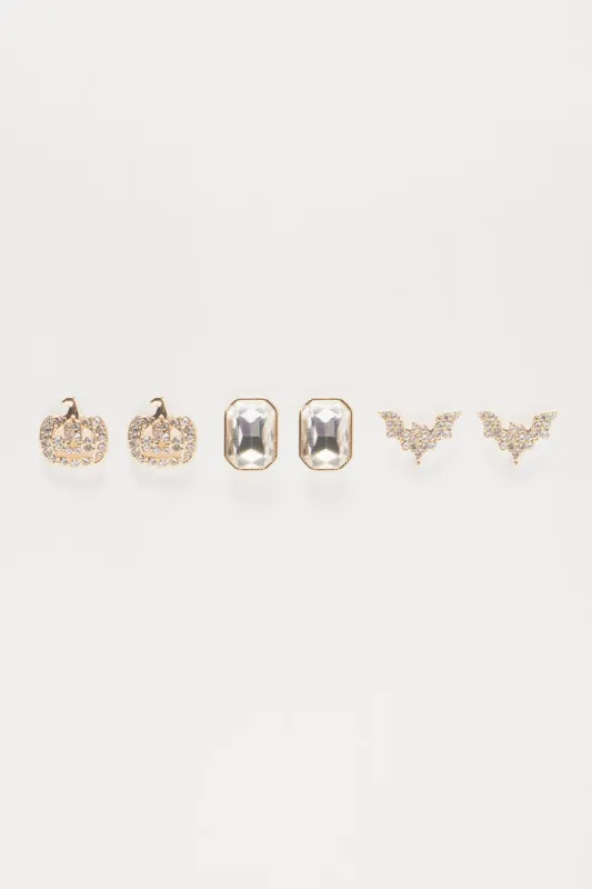 Spooky Season 3 Piece Earring Set - Gold sold by Fashion Nova