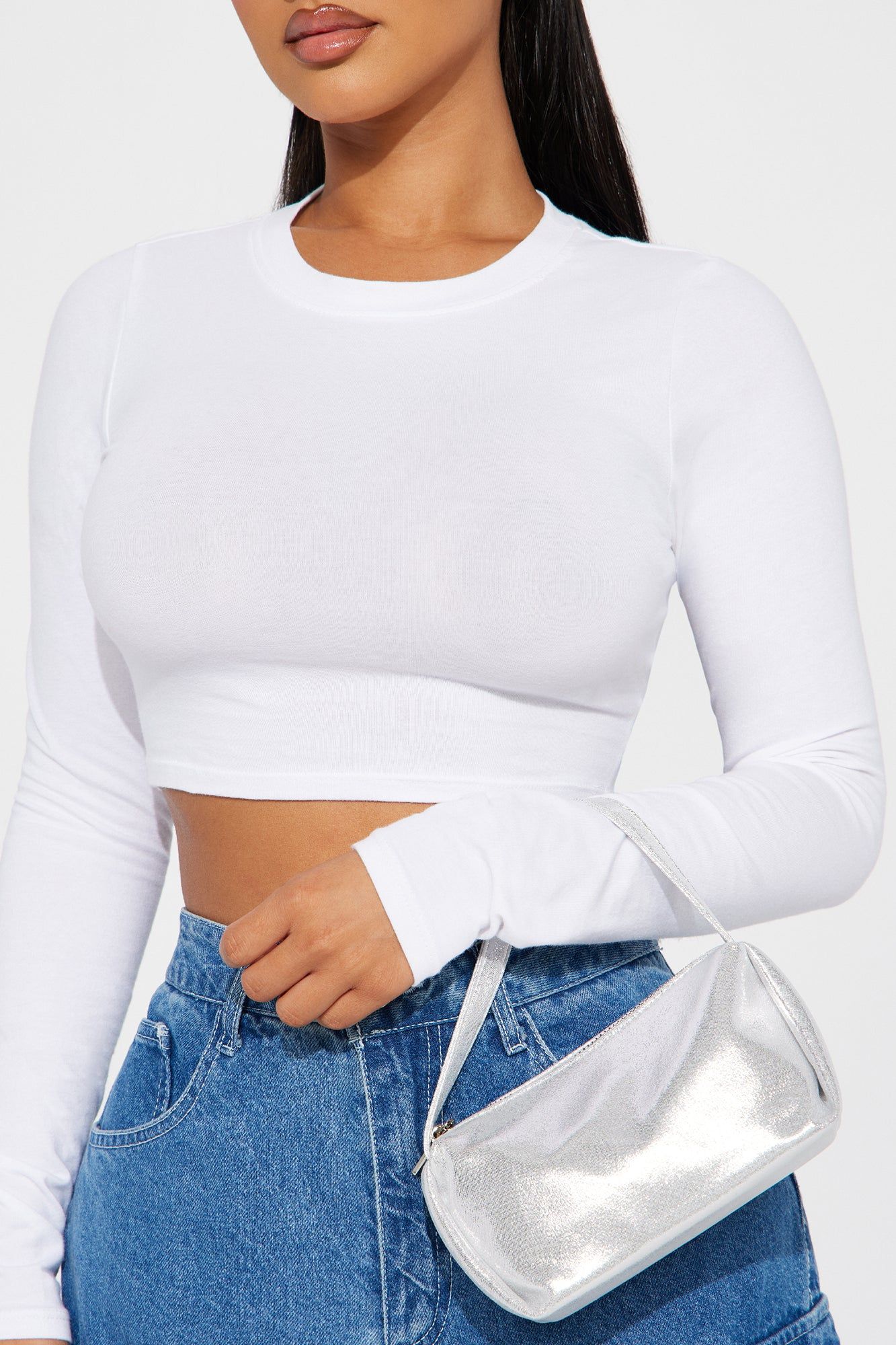A Little Shimmer Handbag - Silver sold by Fashion Nova