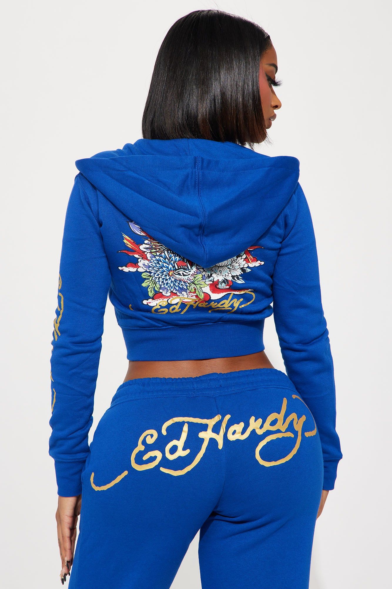 Tiger Lotus Ed Hardy Zip Front Hoodie - CobaltBlue sold by Fashion Nova product image thumbnail 4