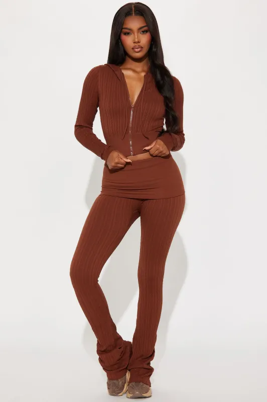 Kya Textured Knit Hoodie Pant Set - Mocha sold by Fashion Nova