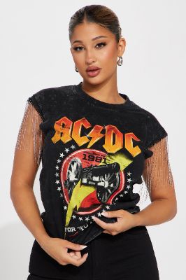 ACDC Fringe Graphic Tee - Black sold by Fashion Nova