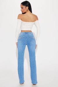 All The Right Things Stretch Embellished Bootcut Jeans - Medium Wash sold by Fashion Nova