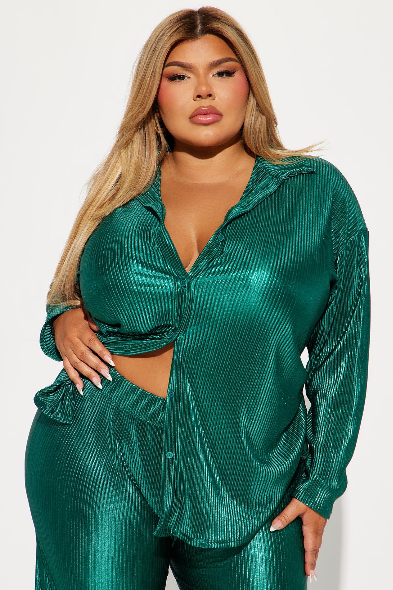 Kiss Of A Star Metallic Pant Set - Teal sold by Fashion Nova product image thumbnail 5