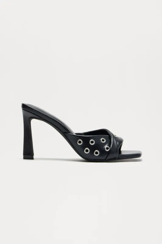 Oslo Grommet Mules - Black sold by Fashion Nova