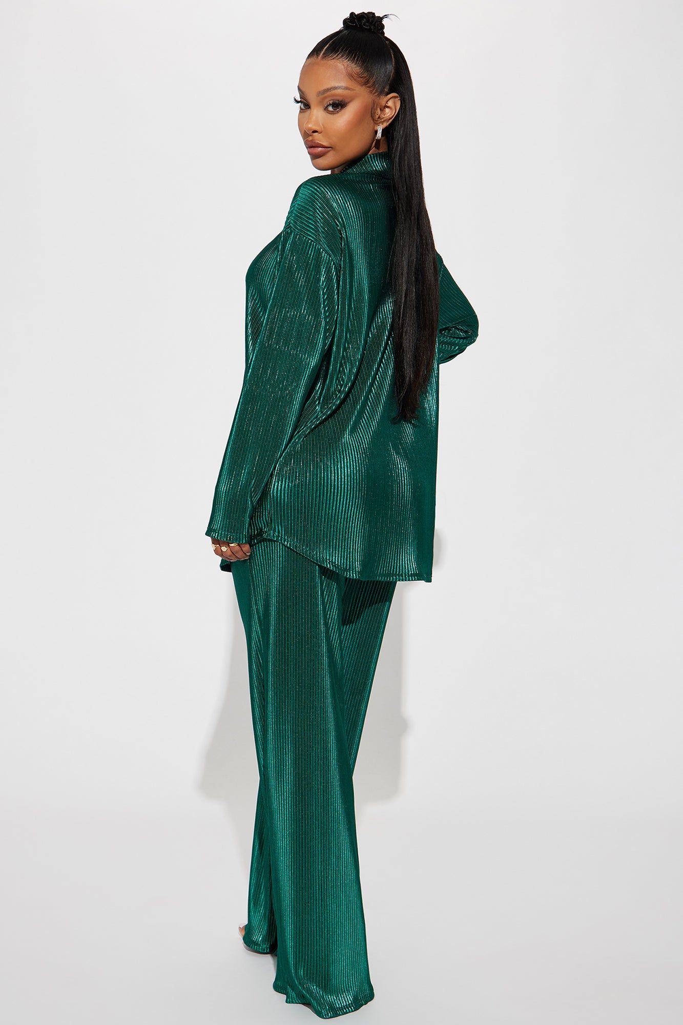 Kiss Of A Star Metallic Pant Set - Teal sold by Fashion Nova product image thumbnail 3