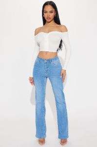 All The Right Things Stretch Embellished Bootcut Jeans - Medium Wash sold by Fashion Nova
