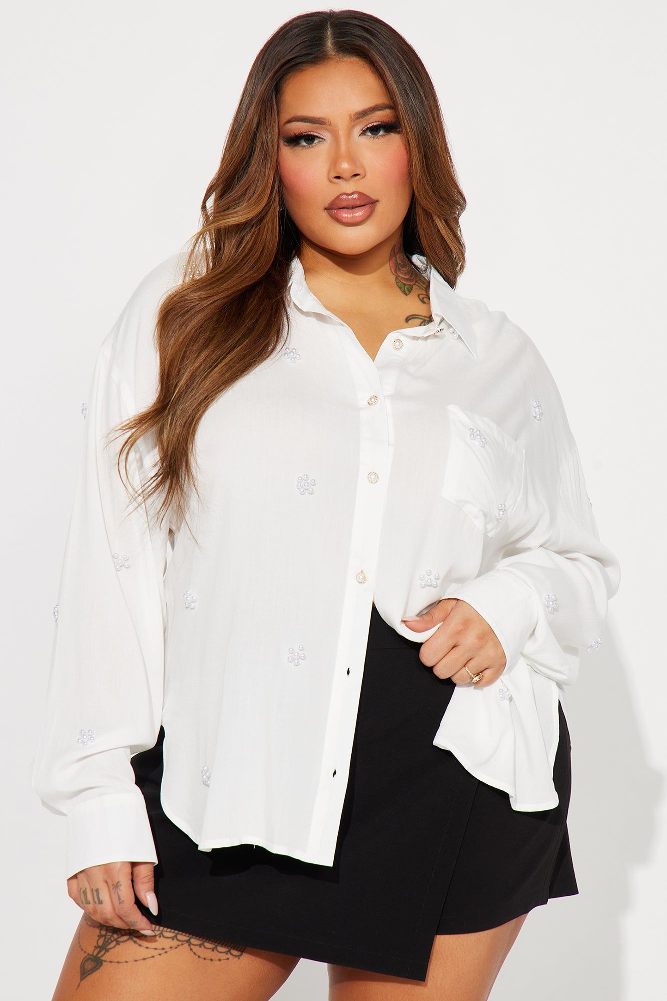 Pearly White Shirt - White sold by Fashion Nova product image thumbnail 4