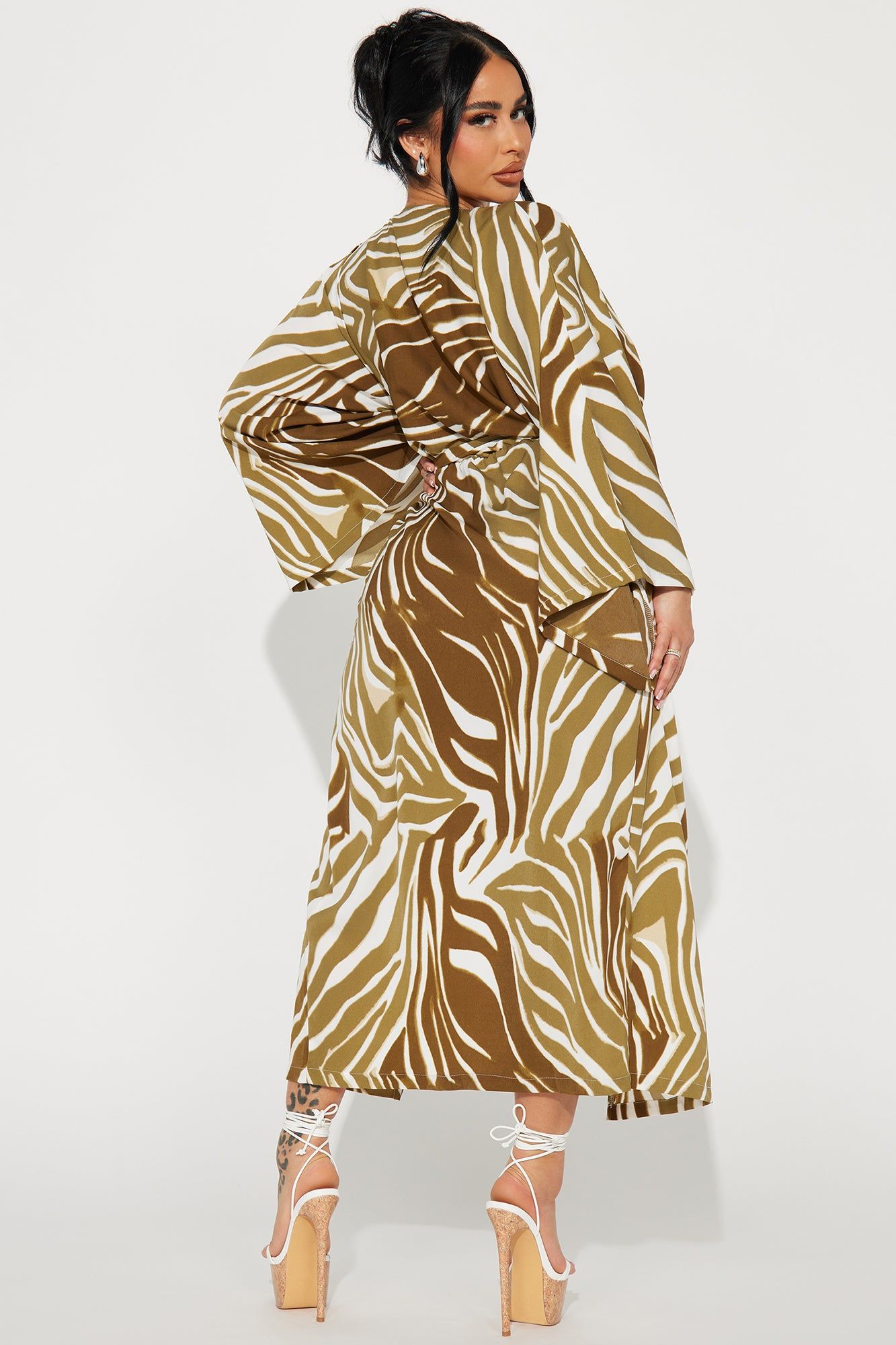 Wild Thing Satin Maxi Dress - Olive sold by Fashion Nova product image thumbnail 3