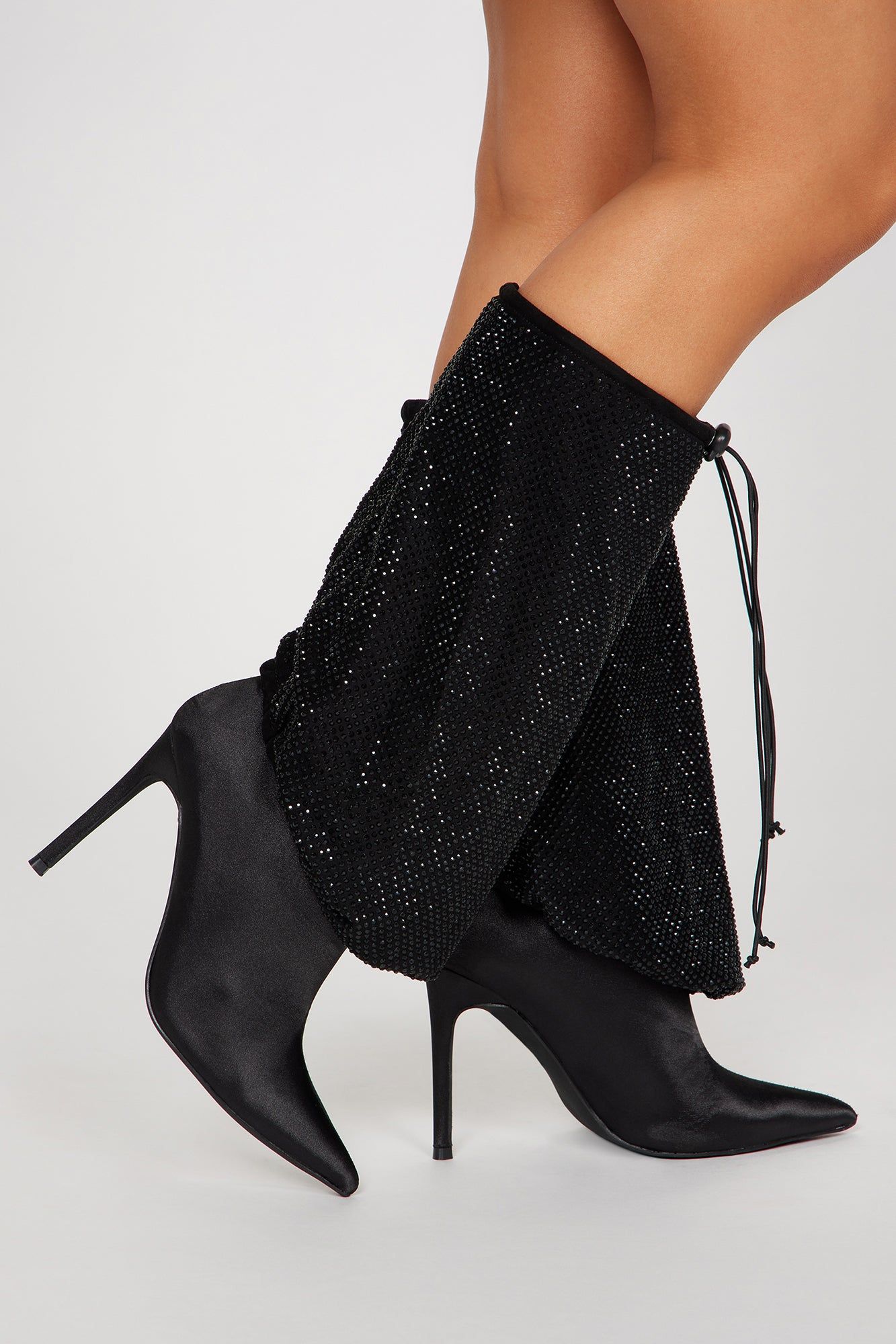 We Don't Stop Knee High Heeled Boots - Black sold by Fashion Nova