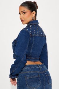 Nashville Girl Embellished Denim Trucker Jacket - Dark Wash sold by Fashion Nova