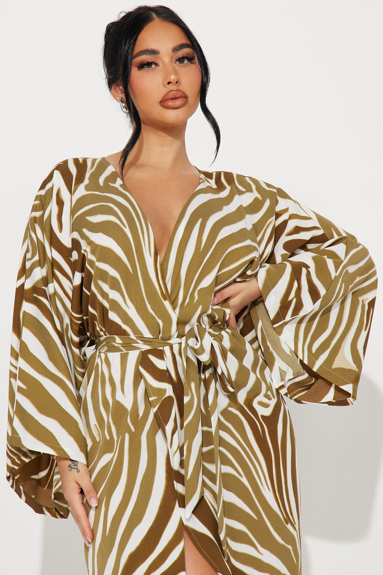 Wild Thing Satin Maxi Dress - Olive sold by Fashion Nova product image thumbnail 2