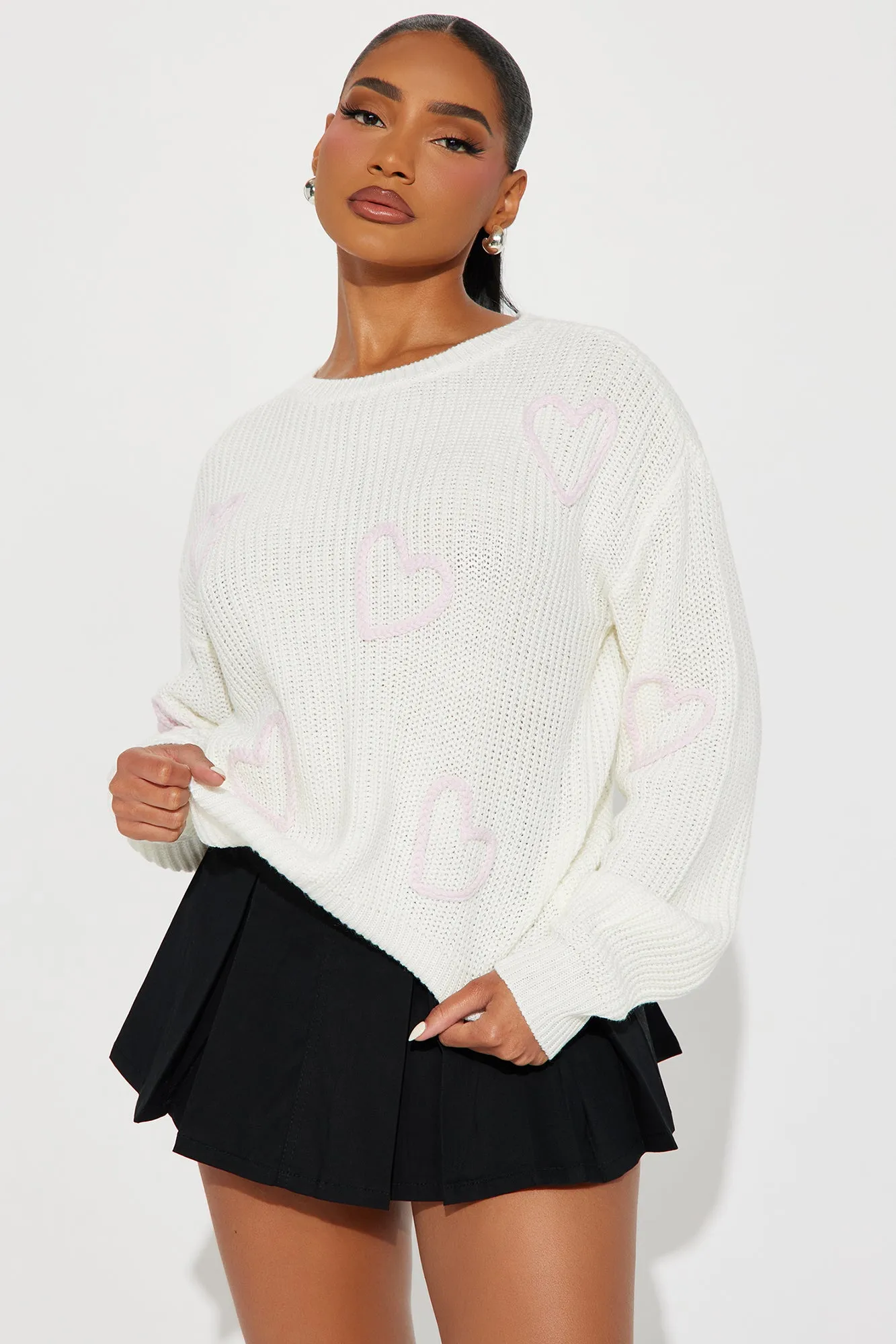 In Your Heart Sweater - Ivory/combo sold by Fashion Nova